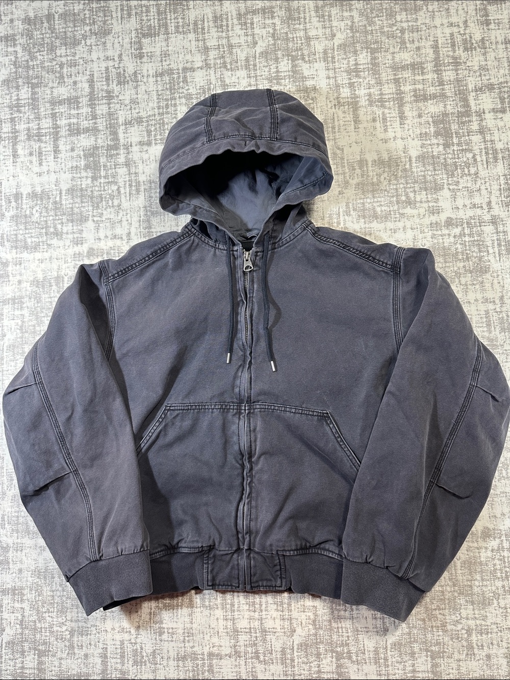 H&M Washed Charcoal Hooded Zip Jacket